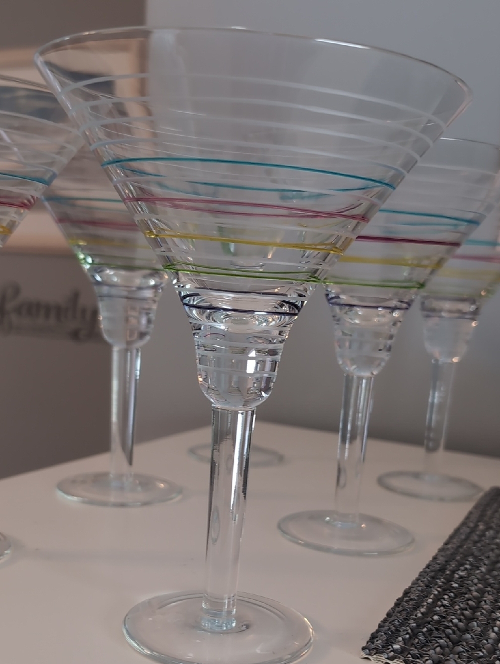 Set of 6 Striped Martini Glasses - Multicolor